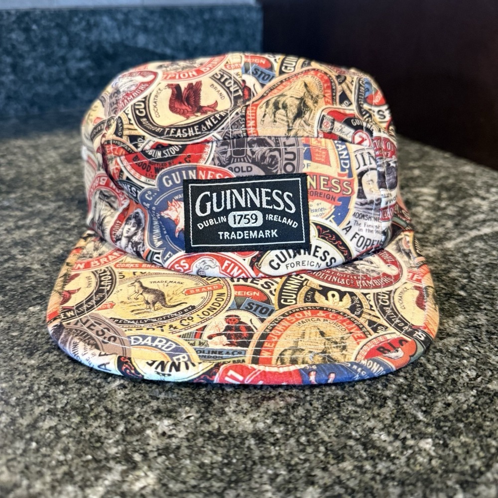 Guinness 5 Panel Hat One Size International Logos Embroidery Rare Unique